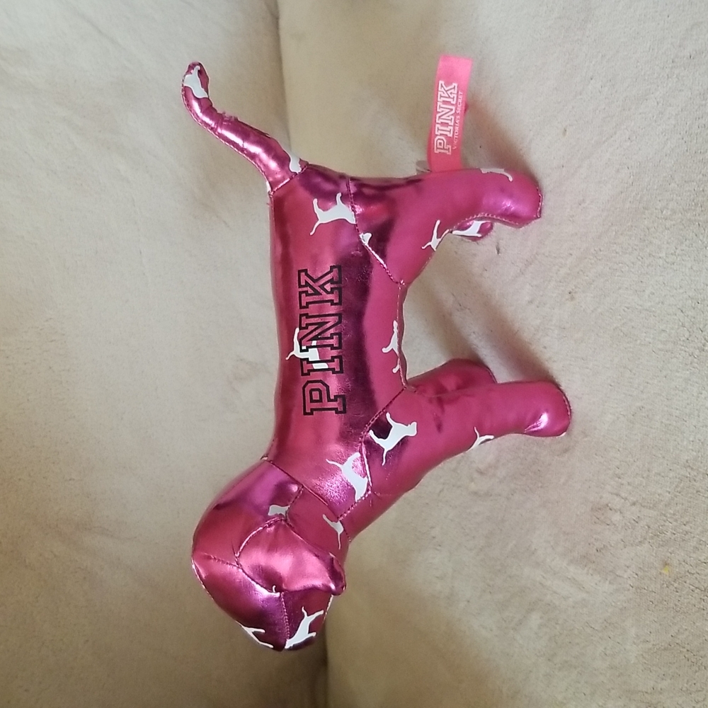 Victoria's Secret Pink puppy metallic pink aop of white puppies